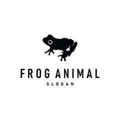 simple amphibian animal frog logo design with black silhouette concept wild animal template illustration