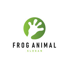 simple amphibian animal frog logo design with black silhouette concept wild animal template illustration