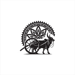 Fototapeta premium Black silhouette wheel vector
