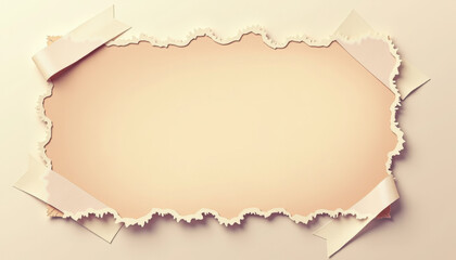 Obraz premium Torn Paper Frame on Brown Background