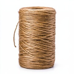 Natural Beige Twine Spool On White Background, Generative AI.