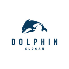 Fototapeta premium simple design open sea animal dolphin logo with simple sea dolphin concept illustration template
