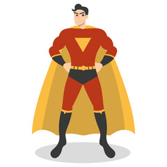 Men Superhero Illustration on White Background. Vector Character in Flat Cartoon Style