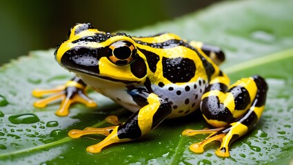 Obraz premium Striking Hues: A Detailed Look at the Southern Corroboree Frog's Unique Skin