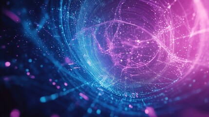 Abstract glowing blue & purple sphere with light trails. Concept for technology, science or futuristic backgrounds