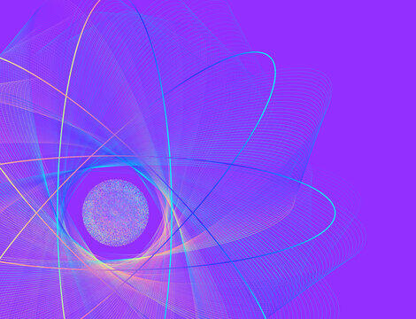 Cropped Quantum Physics Science Background on Purple Background