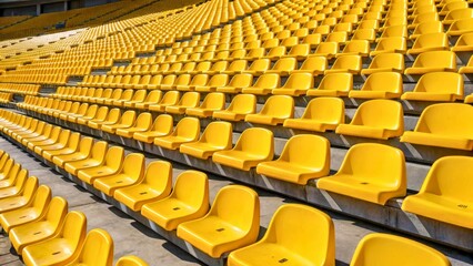 Empty yellow stadium seats in a modern sports arena creating a vibrant atmosphere