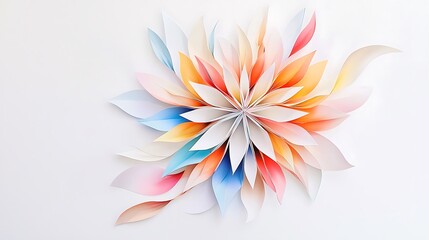 Fototapeta premium A colorful flower made of paper is displayed on a white background