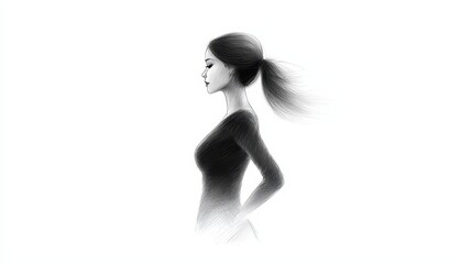 Woman with flowing hair levitating in midair, a captivating image of surreal grace and weightless freedom