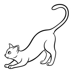 Playful Cat in Single-line Drawing Style Showing Fluid Motion
