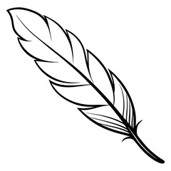 Obraz premium Ethereal Feather in Minimalist Line Drawing Style Floating in Negative Space