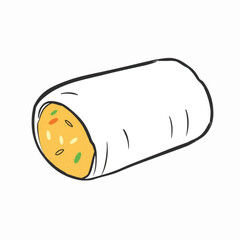 Illustration Burrito Wrapped in Foil Isolated Background Mexican Food Icon
