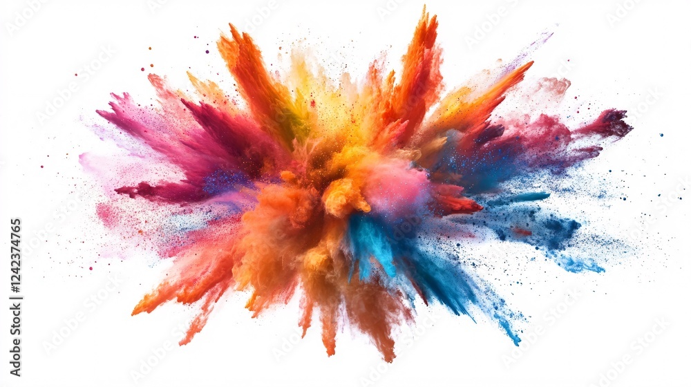 Poster explosion of colorful powder creating a vibrant burst of paint