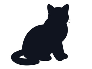 Vector Minimalist Cat Silhouette Isolated Background