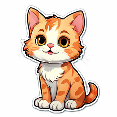 Whimsical Feline Emblem – Delicate Matte Artwork in Contour Vector with Ethereal Transparency cat sticker