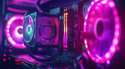 Intricate Computer Motherboard with Cooling Fan and Innovative Fanless Design Showcasing Advanced Technology and Engineering in a Modern Electronic Environment for Tech Enthusiasts and Professionals