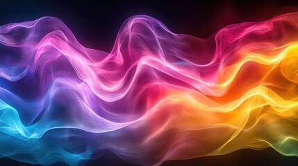 Obraz premium Abstract colorful smoke waves, vibrant neon swirls.