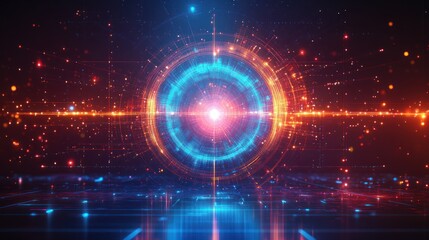 Abstract glowing circular light energy portal.