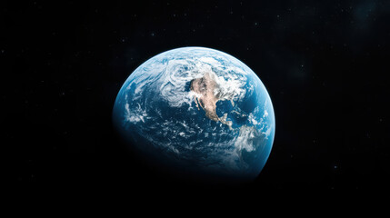 Naklejka premium A blue and white planet with a dark background