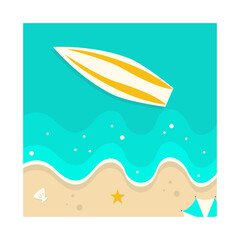 Beautiful Beach Background. Vector Illustration with Cartoon Design Concept