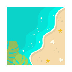 Beautiful Beach Background. Vector Illustration with Cartoon Design Concept