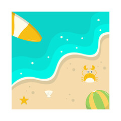 Beautiful Beach Background. Vector Illustration with Cartoon Design Concept