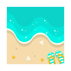 Beautiful Beach Background. Vector Illustration with Cartoon Design Concept