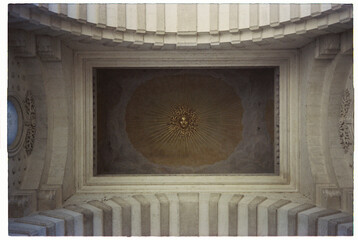 Ornate Sunburst Ceiling in Classical Architecture