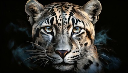 Fototapeta premium Clouded Leopard on a black background