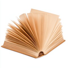 Antique Book With Fanned Pages On White Background, Generative AI.