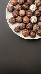 Fototapeta premium Delicious chocolate truffles arranged on plate, perfect for sharing