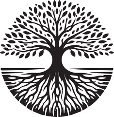 black and white tree