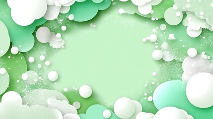 Green bubbles frame, pastel background