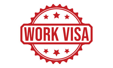 WORK VISA rubber stamp on white background. WORK VISA Stamp.