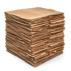 Stack of Used Cardboard Sheets Ready for Recycling, Generative AI.