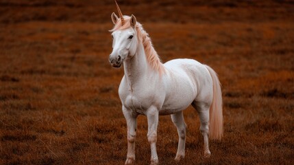 Obraz premium Majestic white unicorn standing in a field