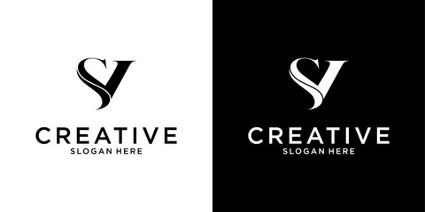 SV or VS initial letter logo design vector