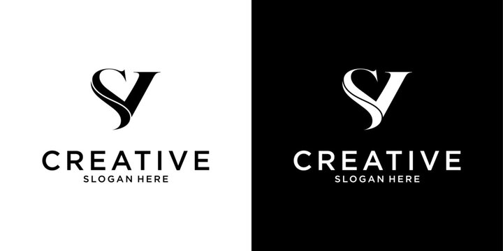 SV or VS initial letter logo design vector