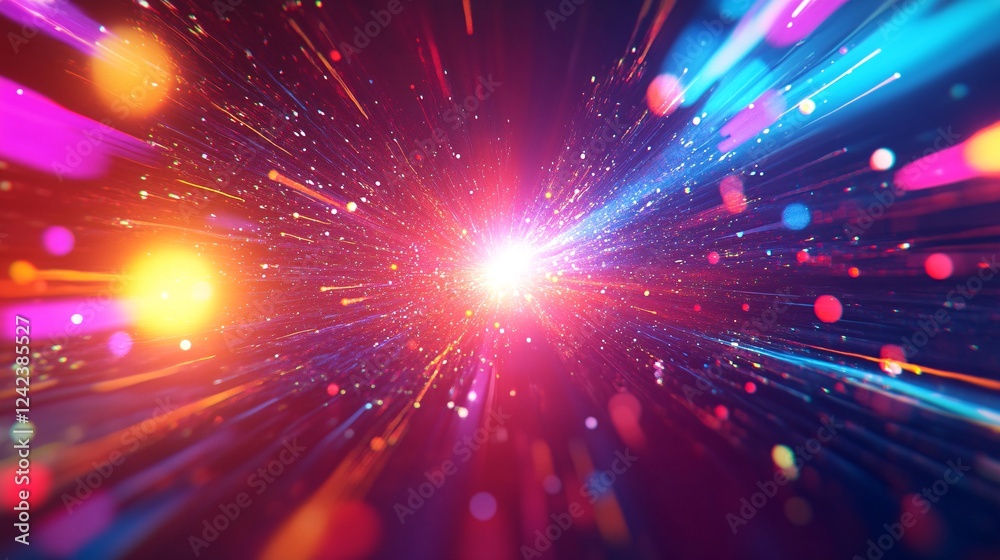 Poster Abstract background with light speed motion effect and lights