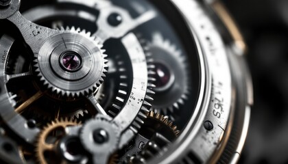 Intricate close-up of mechanical watch gears and precision engineering