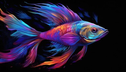 Fototapeta premium Flying Fish on a black background
