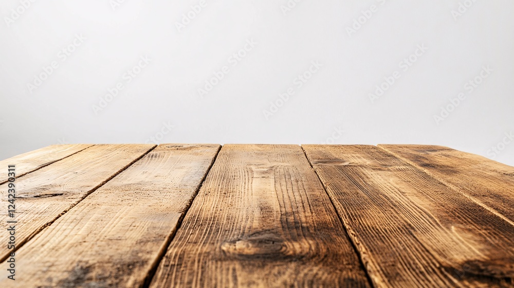 Aufkleber Rustic wooden tabletop with empty space on white background for product placement