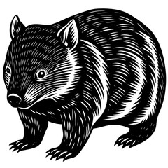 vector illustration of a black wombat