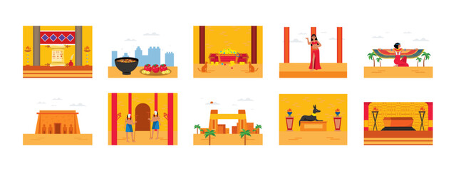 Egypt set illustration. Flat vector illustration concept.