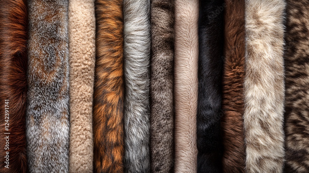 Poster assortment of animal fur textures are showcased in a visually captivating and seamless backdrop