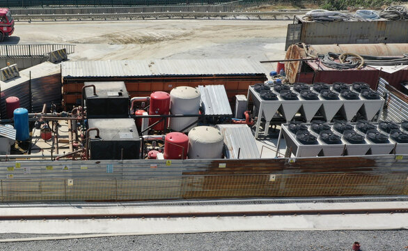 construction site industrial tanks and liquid cooling system