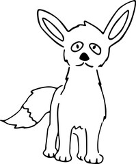 cute fennec fox with big ears standing and looking at camera