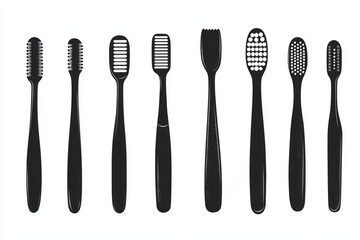 Various Toothbrush Designs - Modern and Minimalist Illustration