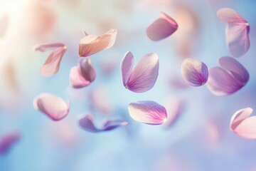 Fototapeta premium Abstract Floating Petals in Soft Pastel Hues with Gentle Gradation