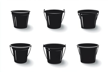 Collection of Black Buckets - Versatile Containers for Various Uses